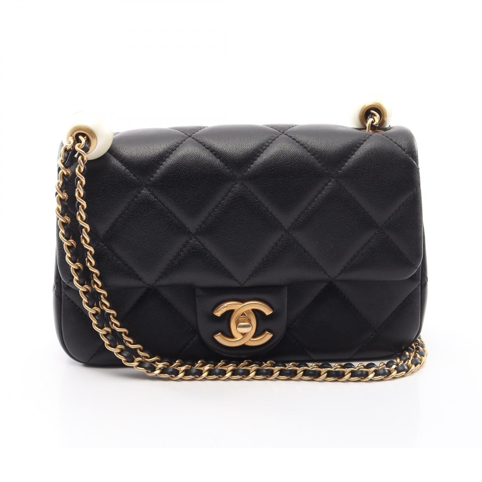 シャネル CHANEL マトラッセ スモールフラップ チェーンショルダー ショルダーバッグ バッグ ラムスキン(羊革) レディース ブラック系 【中古】