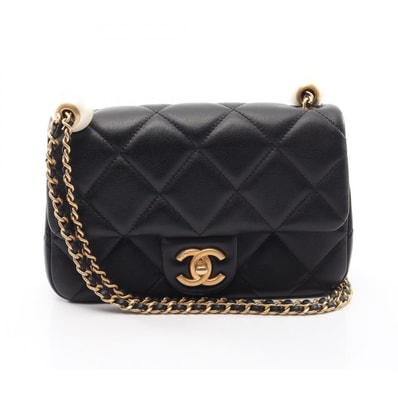 シャネル CHANEL マトラッセ スモールフラップ チェーンショルダー ショルダーバッグ バッグ ラムスキン(羊革) レディース ブラック系 【中古】