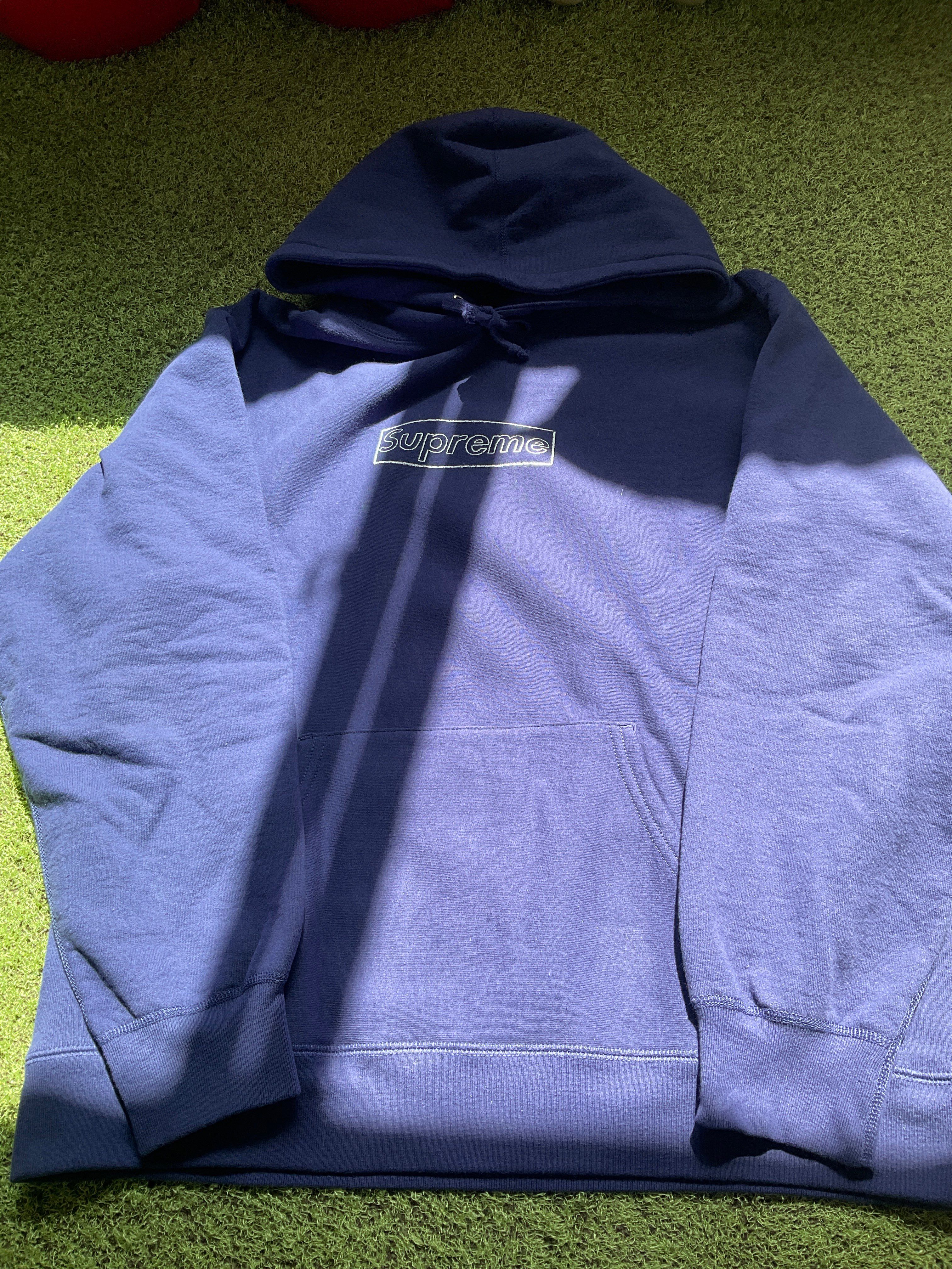 Supreme KAWS Chalk Logo Hooded Sweatshirt "Washed Navy"(2021)
