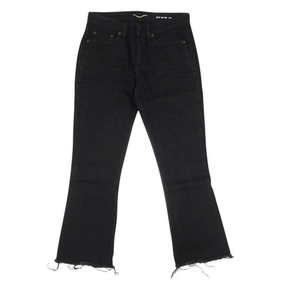 SAINT LAURENT サンローラン デニムパンツ 543074 YF869 裾カットオフ ブーツカット ジーンズ デニムパンツ ブラック系 25【中古】