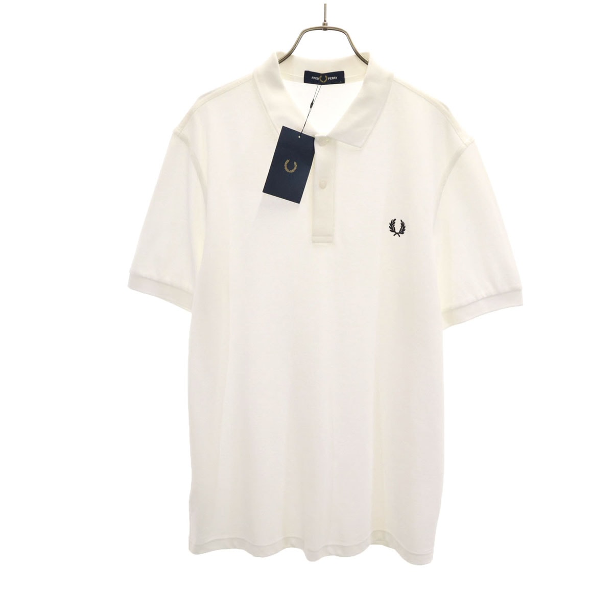 未使用 FRED PERRY フレッドペリー 半袖 ポロシャツ L ホワイト系 鹿の子地