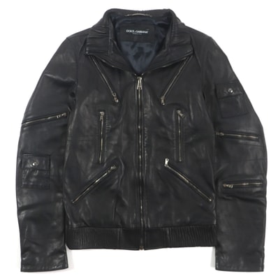 美品 ドルチェ&ガッバーナ
ライダースジャケット ブラック メンズ 44