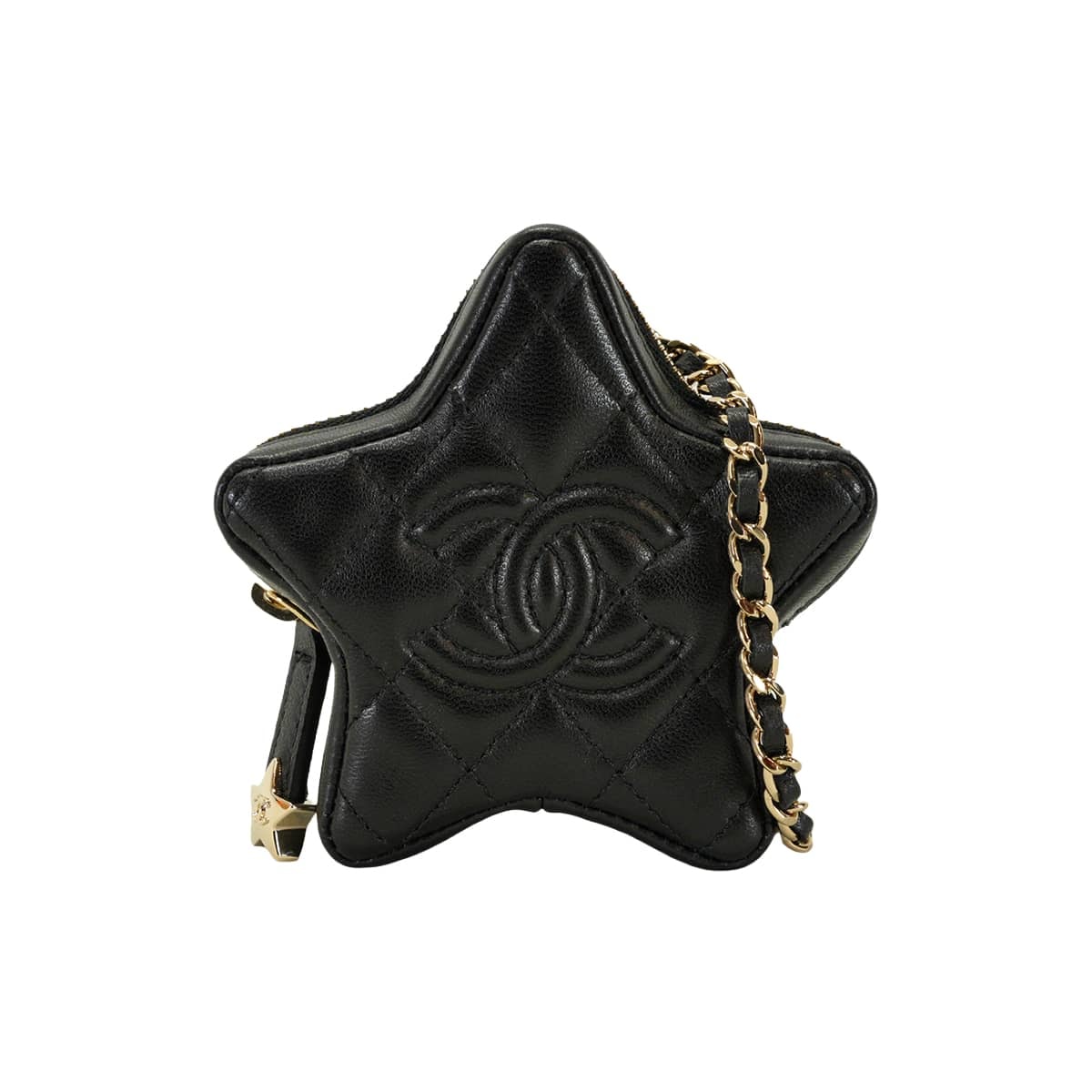 2025-26年秋冬 CHANEL シャネル バッグチャーム ココマーク スター 黒 (ブラック) ラムスキン シャンパンゴールド金具 AP4985 新品未使用