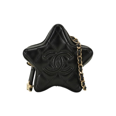 2025-26年秋冬 CHANEL シャネル バッグチャーム ココマーク スター 黒 (ブラック) ラムスキン シャンパンゴールド金具 AP4985 新品未使用