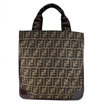 FENDI フェンディ トートバッグ ズッカ モノグラム柄 26555 ナイロン ブラウン 茶 レディース【中古品】