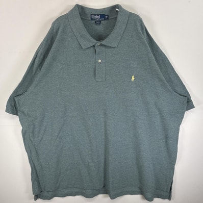 古着 90's/90年代 ポロバイラルフローレン Polo by Ralph Lauren 鹿の子 半袖 ポロシャツ ワンポイント ロゴ 刺繍 大きなサイズ 2ボタン 4XB ブルー系 無地 メンズ