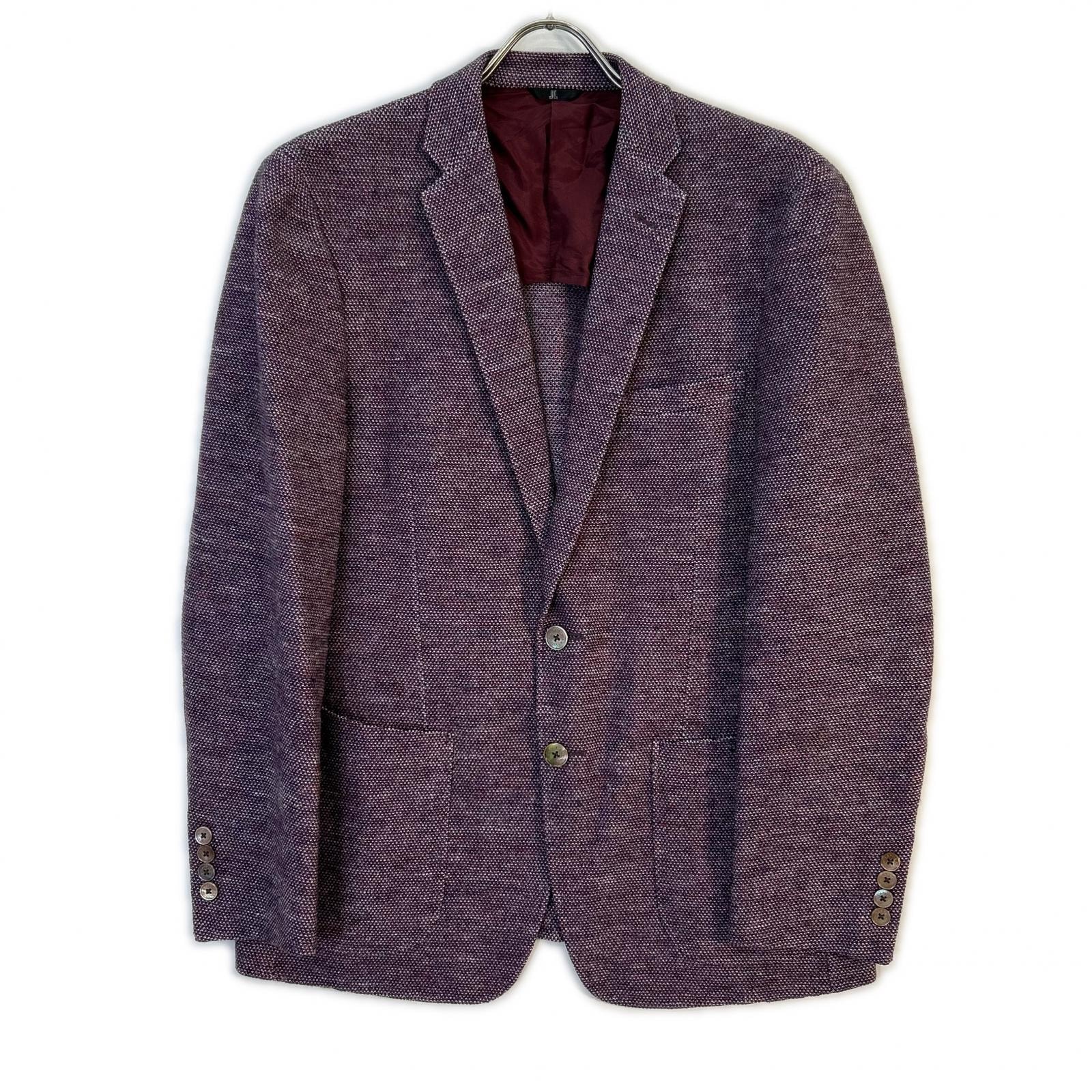 ランバンコレクション ボルドー ウール×シルク×リネン ジャケット 48