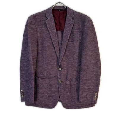 ランバンコレクション ボルドー ウール×シルク×リネン ジャケット 48