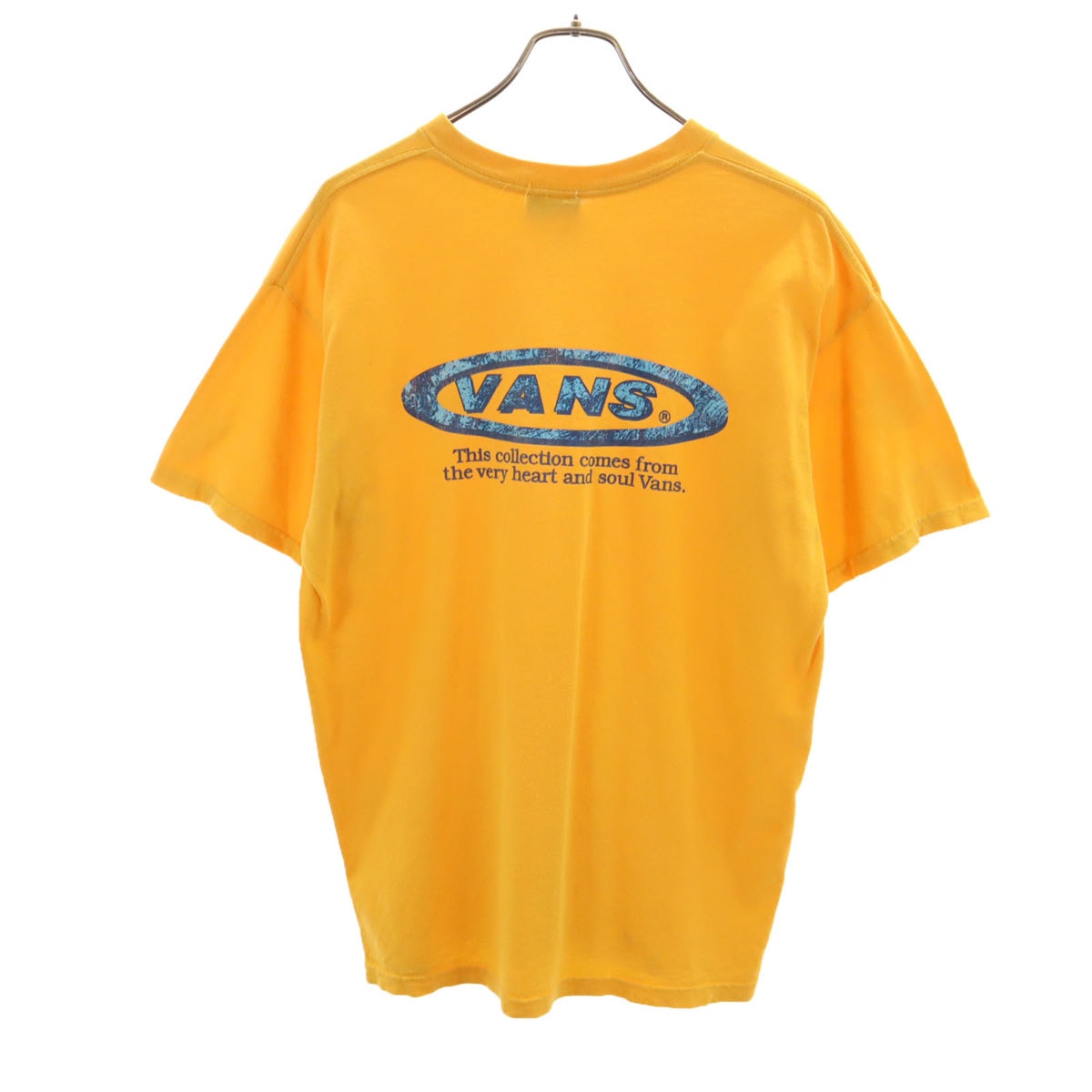 VANS ヴァンズ USA製 バックロゴ 半袖 Vネック Tシャツ M 山吹色