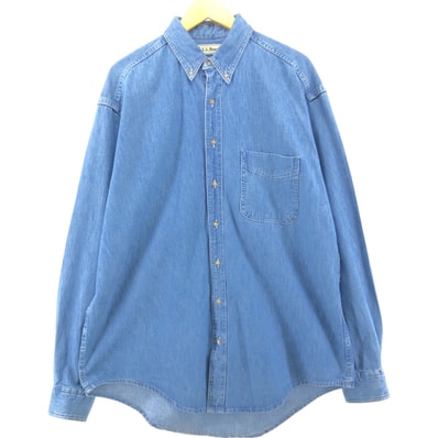 古着 90年代 エルエルビーン L.L.Bean 長袖 ボタンダウンデニムシャツ カナダ製 メンズL相当 ヴィンテージ/eaa549798