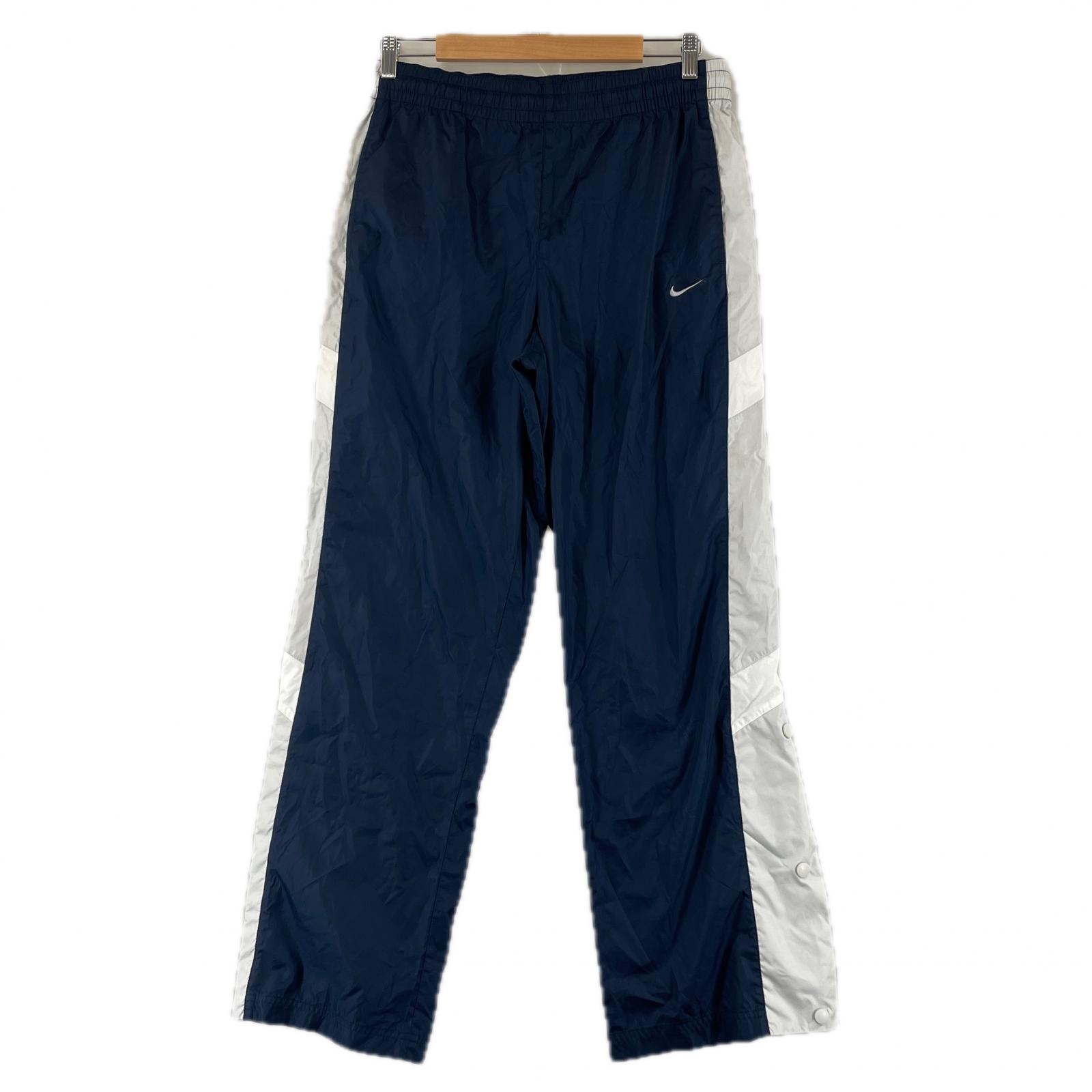 極美品 NIKE ナイキ ナイロンパンツ ブランドロゴ オールシーズン トラックパンツ ポリエステル ネイビー メンズ M【古着】【中古】