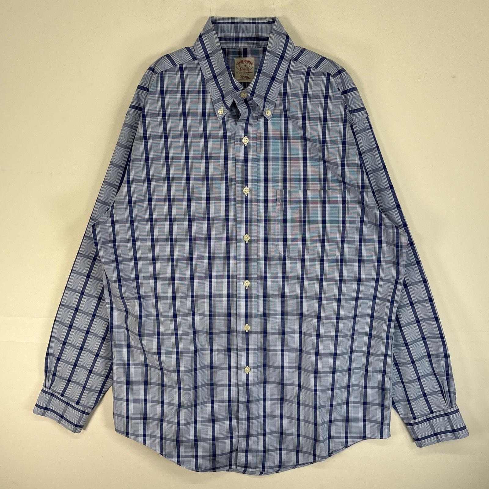 古着 ブルックスブラザーズ Brooks Brothers 長袖シャツ 胸ポケ チェック ボタンダウン M  ブルー系 マルチカラー メンズ