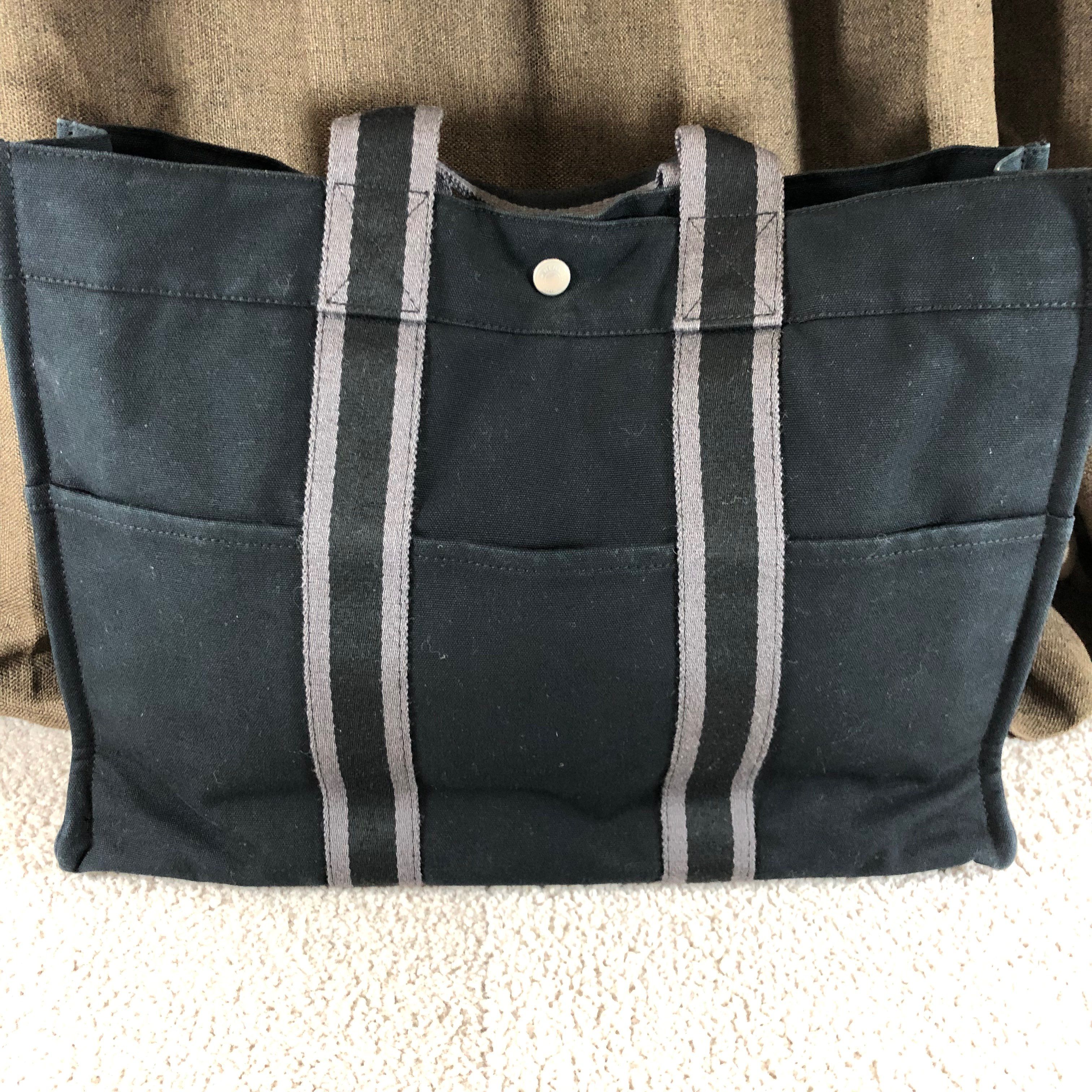 HERMES Fourre-tout Canvas Tote Bag "Black"