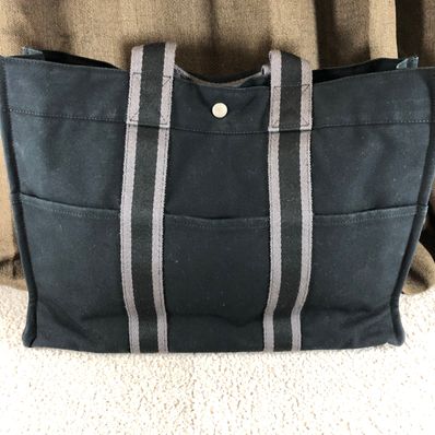 HERMES Fourre-tout Canvas Tote Bag "Black"
