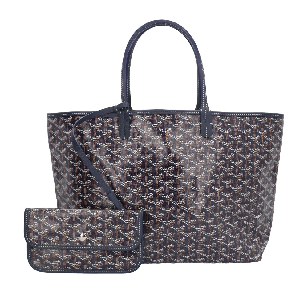 ゴヤール サンルイPM トートバッグ PVCコーティングキャンバス ネイビー ユニセックス GOYARD 中古