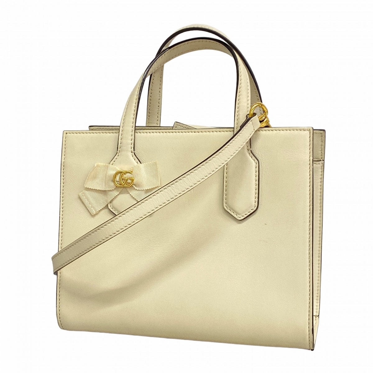 【6dc3219-k】グッチ ハンドバッグ GGマーモント 443089 レザー アイボリー ゴールド金具 2wayバッグ【中古】レディース