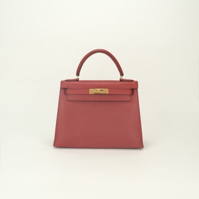 エルメス HERMES ケリー28 バッグ トートバッグ アルデンヌ ルージュピヴォワンヌ Rouge Pivoine レッド Red 赤 ゴールド金具 ハンドバッグ 外縫い