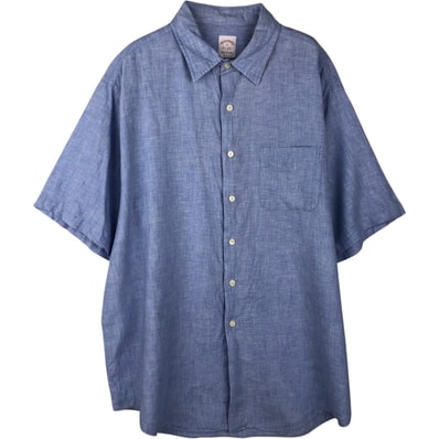 古着 ブルックスブラザーズ Brooks Brothers Est.1818 半袖 リネンシャツ メンズXL相当/eaa641278