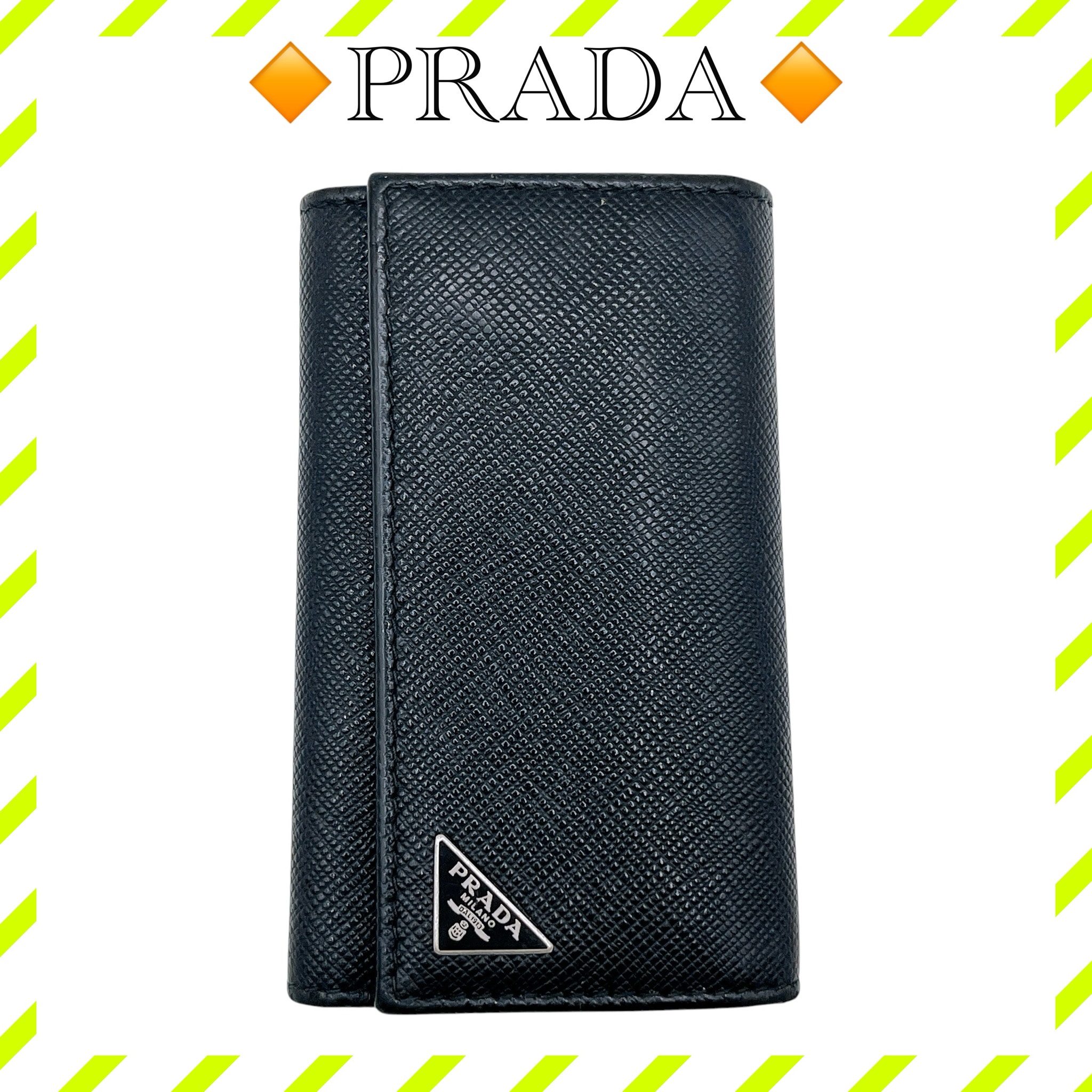 PRADA Saffiano Leather Key Case "Black"