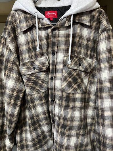 Supreme Hooded Flannel Zip Up Shirt "Brown"