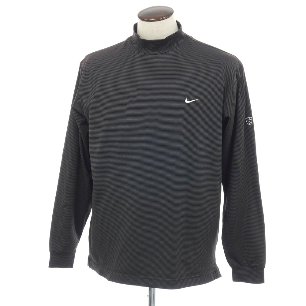 【中古】ナイキ NIKE タイガーウッズ ポリエステルポリウレタン ボーダー 長袖Tシャツ ブラック系【サイズXL】【メンズ】
