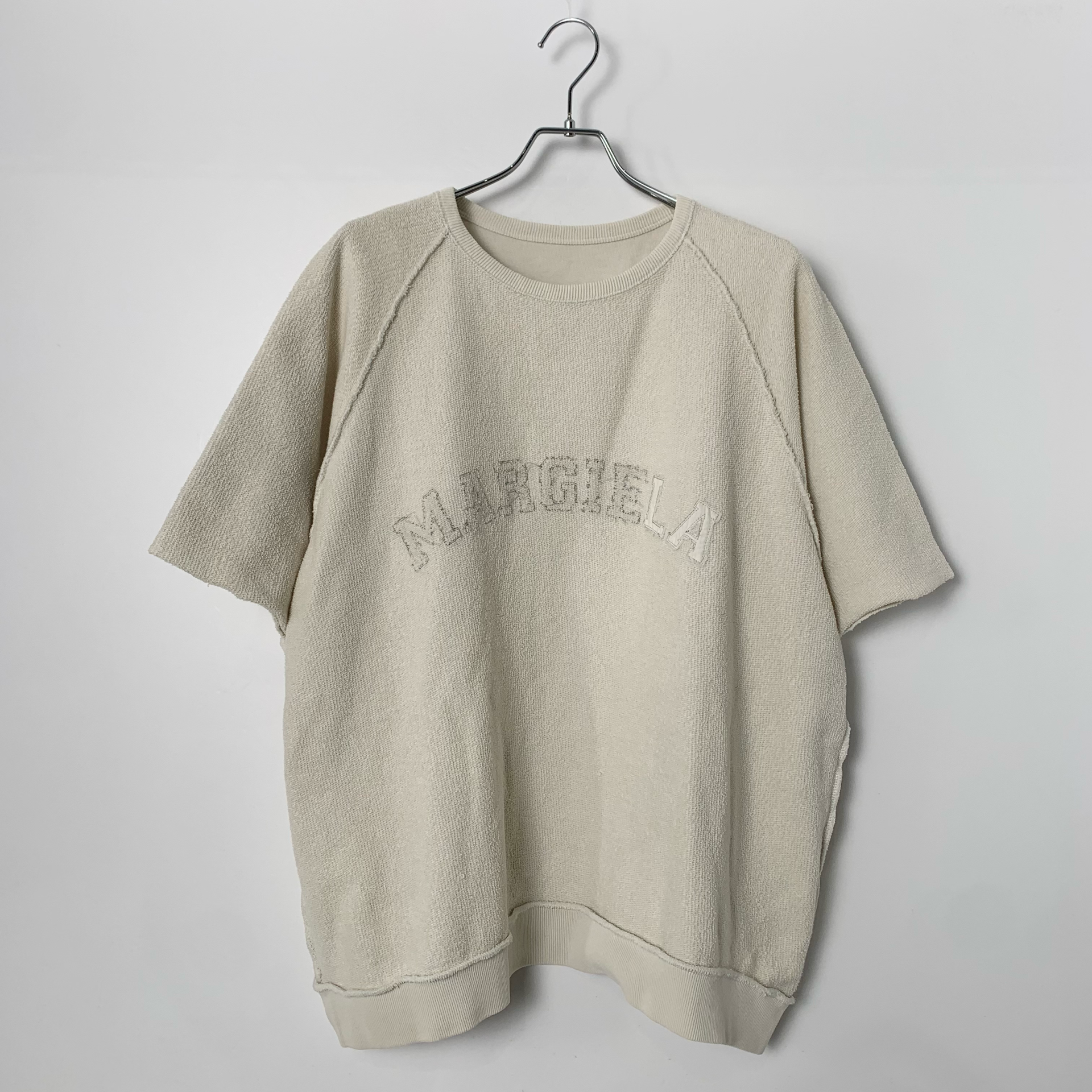 Maison Margiela Men's Logo Short Sleeve Sweatshirt "Ecru"