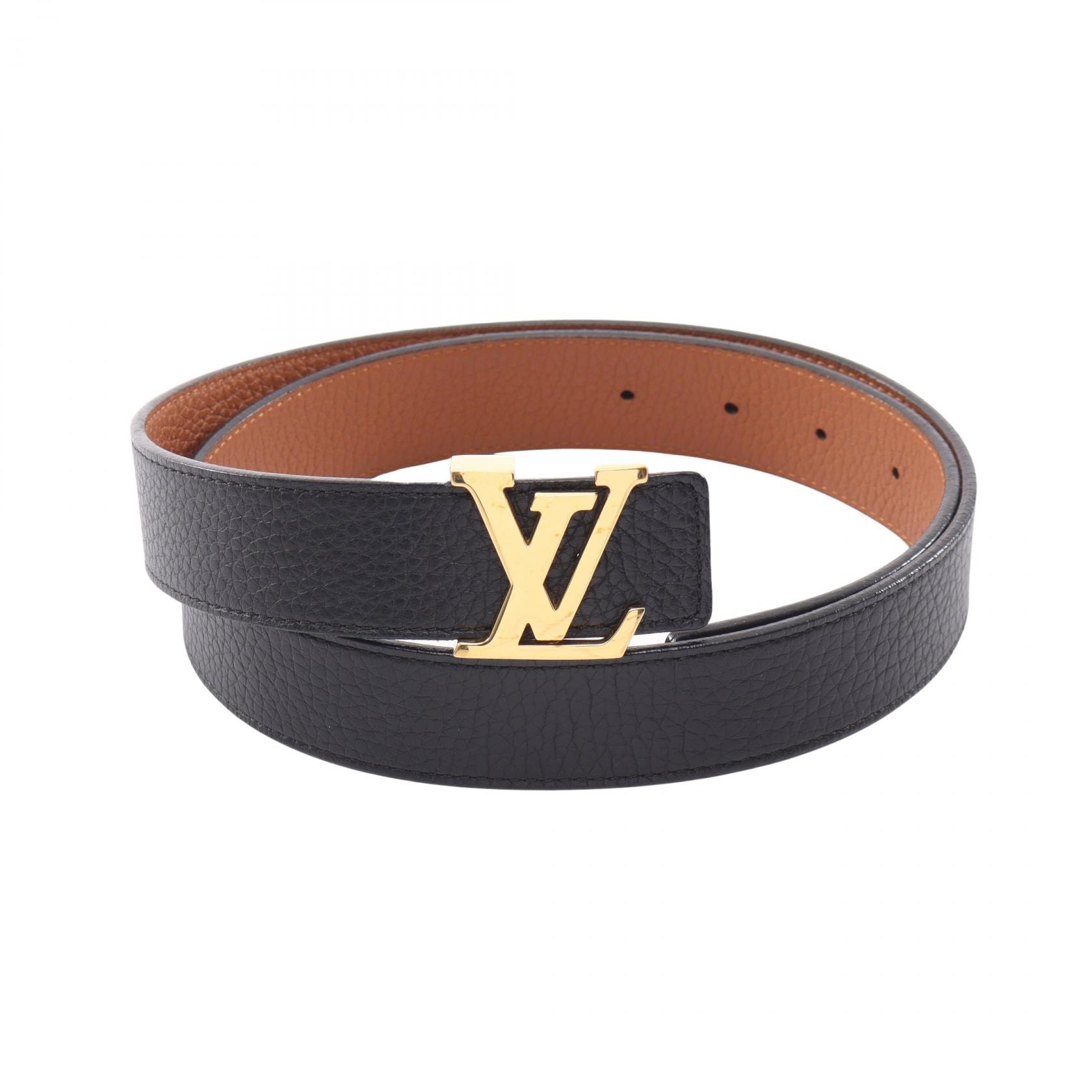 ルイ・ヴィトン LOUIS VUITTON サンチュール LVイニシャル マドレーヌ リバーシブル ベルト 衣料品 レザー レディース ブラック系 / ブラウン系 M9521 【中古】