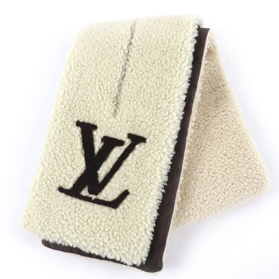 極美品 ルイヴィトン マフラー アイボリー レディース M79229