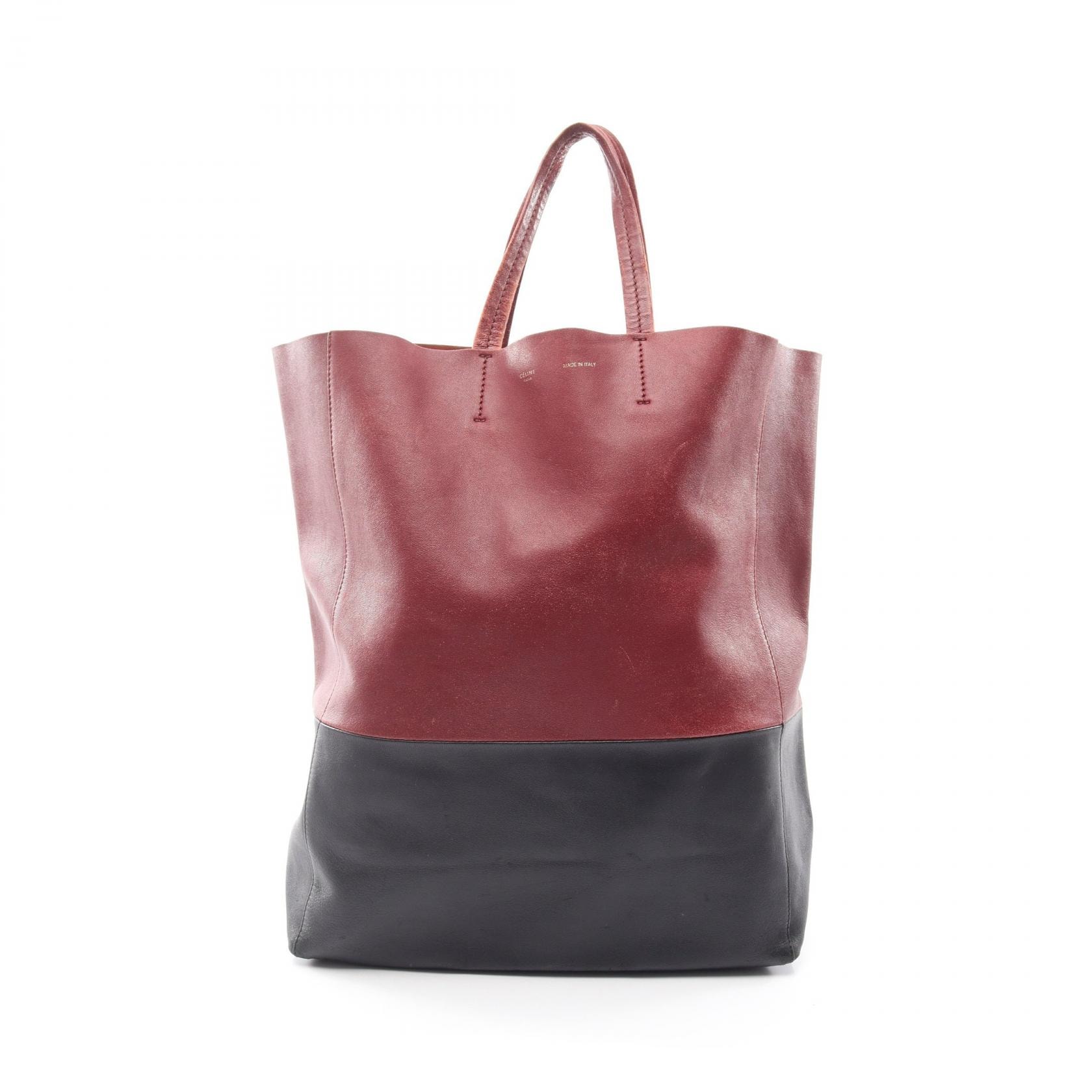 セリーヌ CELINE バーティカルカバ トートバッグ バッグ レザー レディース ボルドー系 / ブラック系 165553 【中古】