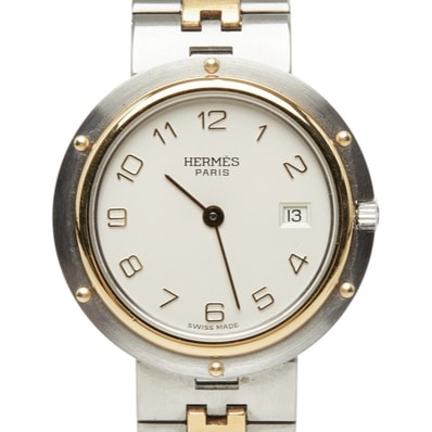エルメス クリッパー 腕時計 CL4.220 クオーツ ホワイト文字盤 ステンレススチール レディース HERMES 中古