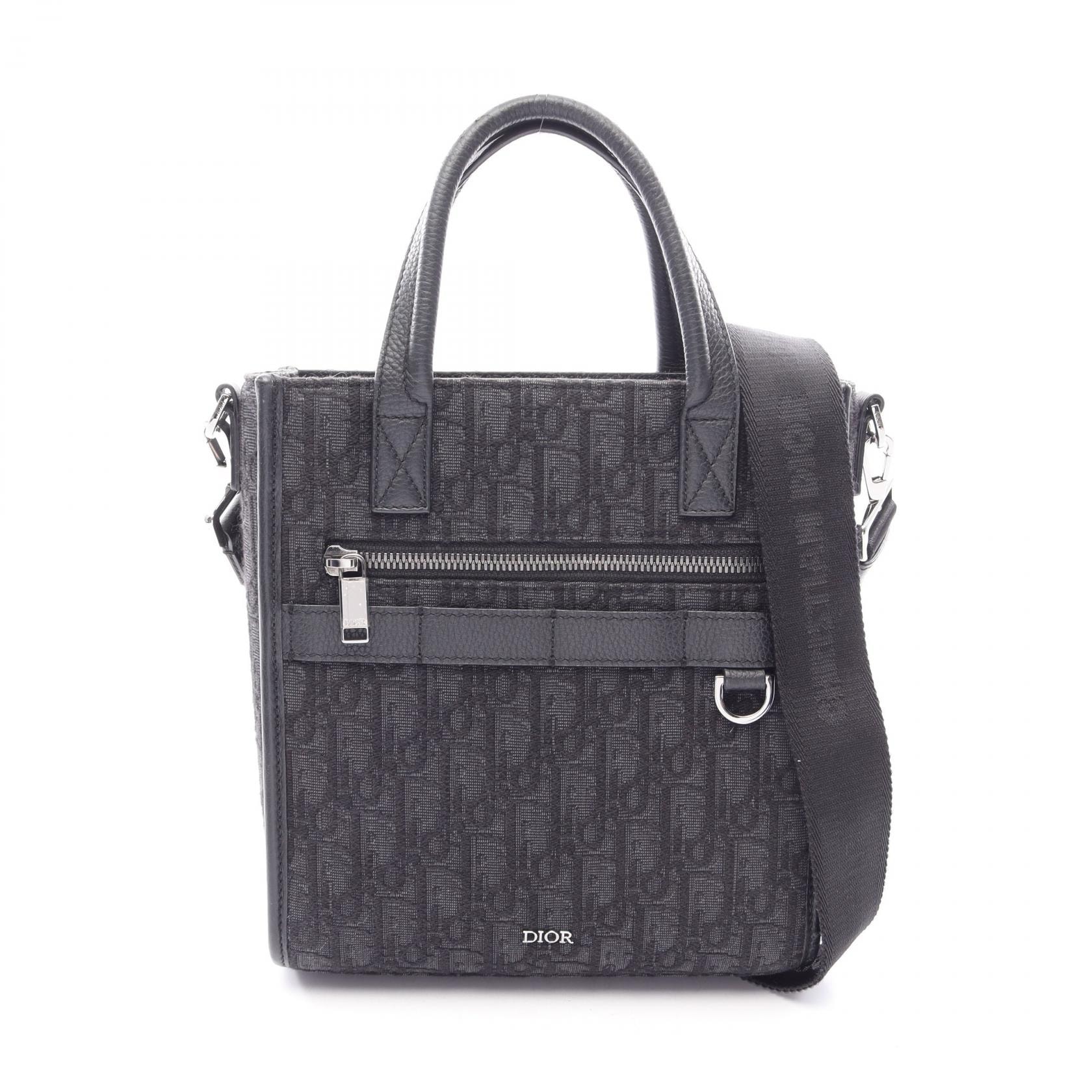 ディオール Dior Safari サファリ ノースサウス オブリーク 2WAY ハンドバッグ バッグ キャンバス レザー メンズ ブラック系 1ESPO311YKY 【中古】