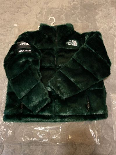 Supreme x The North Face Faux Fur Nuptse Jacket "Green"
