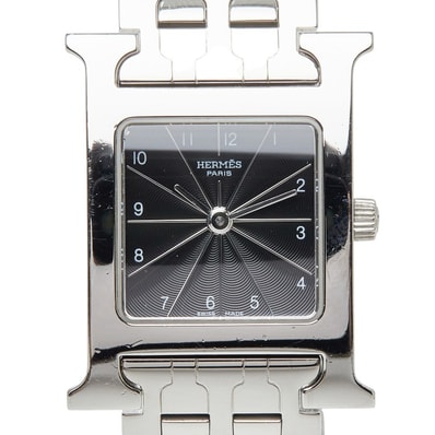 エルメス Hウォッチ 腕時計 HH1.210 クオーツ ブラック文字盤 ステンレススチール レディース HERMES 【中古】