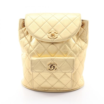 シャネル CHANEL マトラッセ リュックサック バックパック バッグ レザー レディース ゴールド系 【中古】