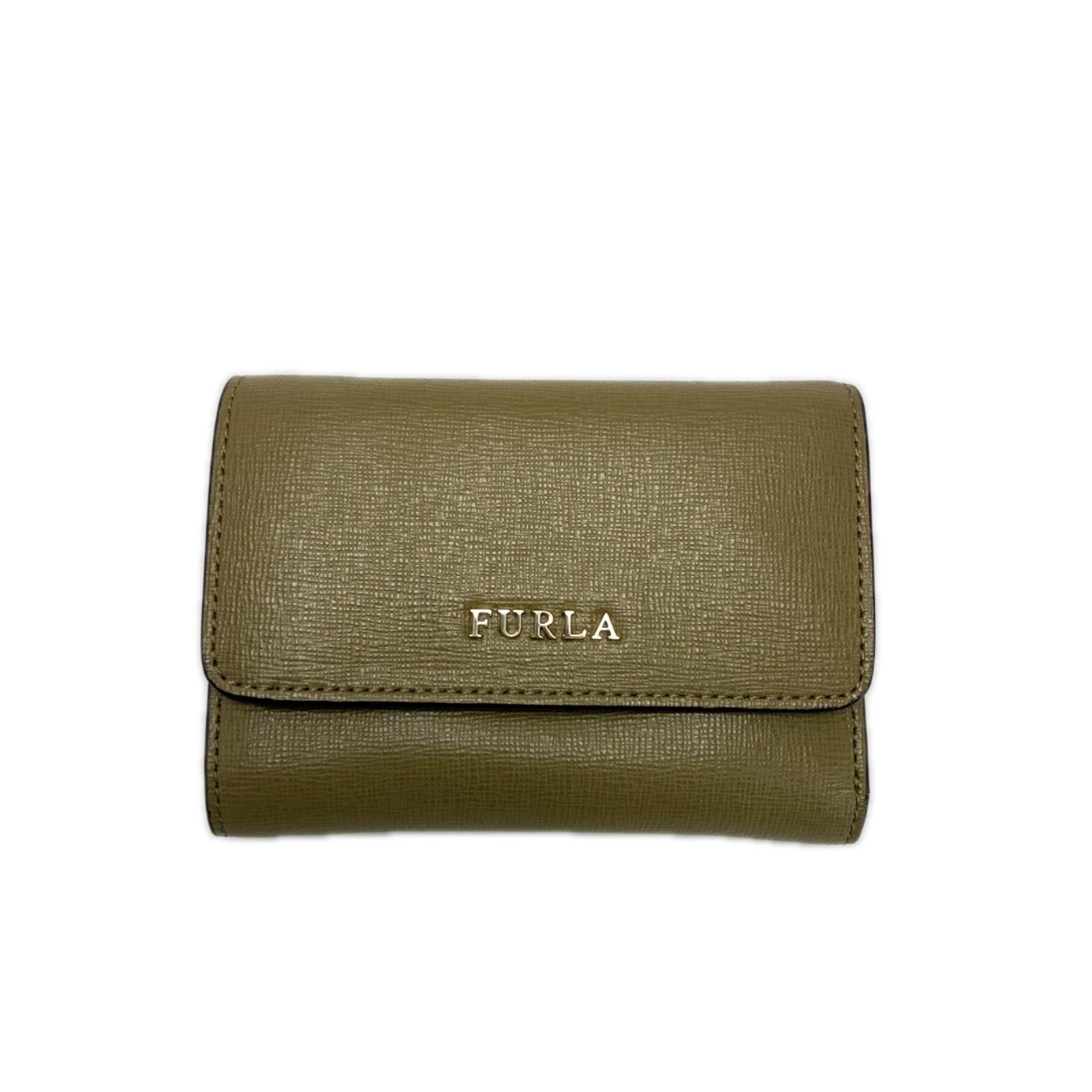 FURLA フルラ 3つ折り財布 レザー オリーブ レディース ゴールド金具