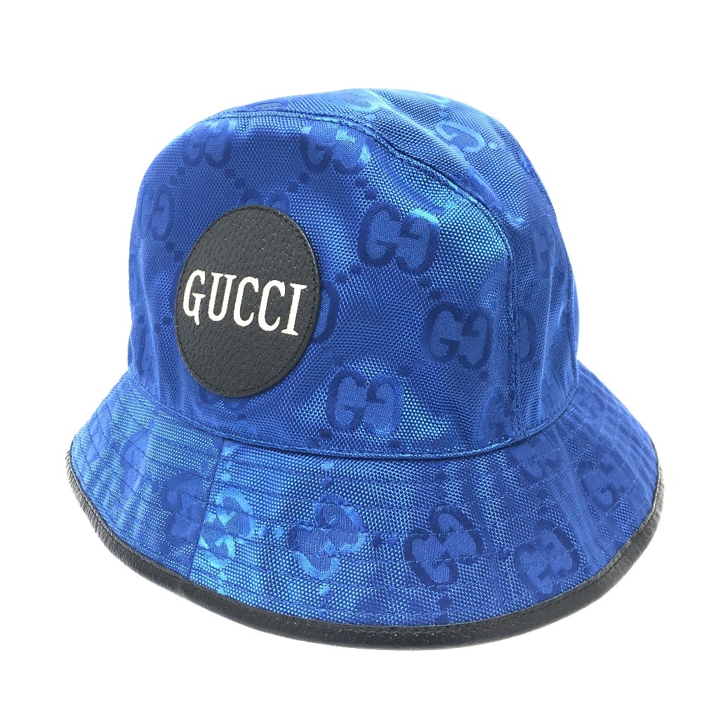 グッチ GUCCI Off The Grid オフザグリッド 627115 バケットハット 帽子 フェドラハット ハット 帽子 ナイロン ブルー 未使用