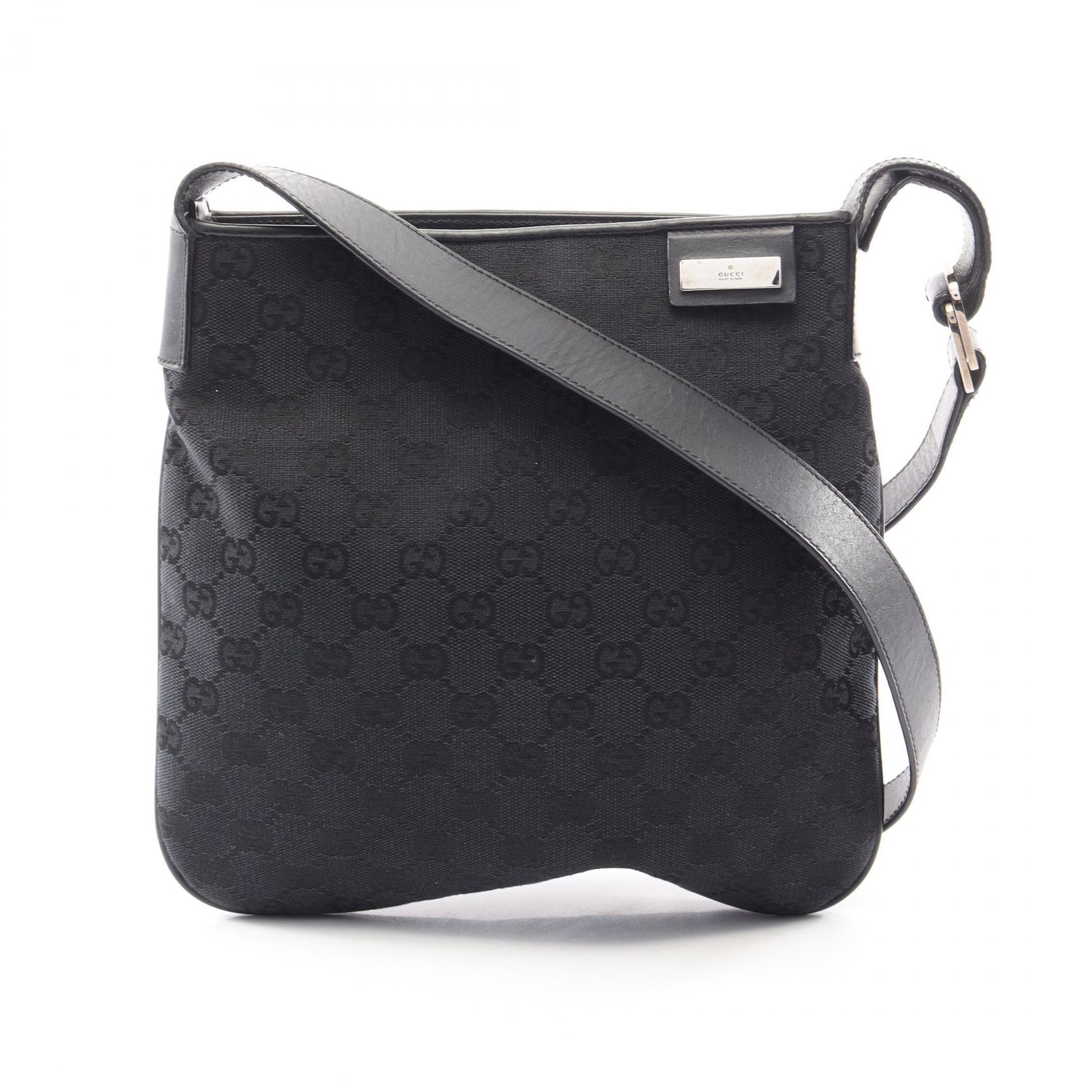 グッチ GUCCI GGキャンバス ショルダーバッグ バッグ キャンバス レザー レディース ブラック系 019 0422 【中古】