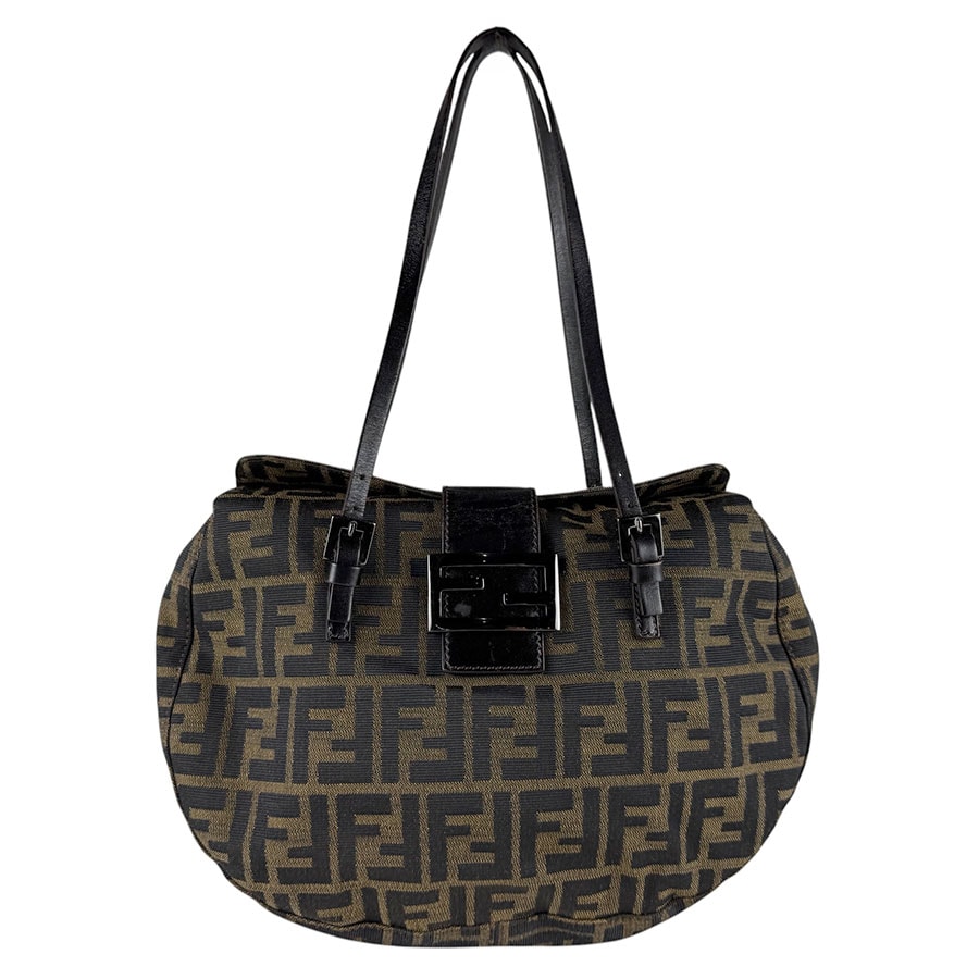 フェンディ FENDI ハンドバッグ ズッカ ナイロンキャンバス ブラウン レディース【中古】 z9770