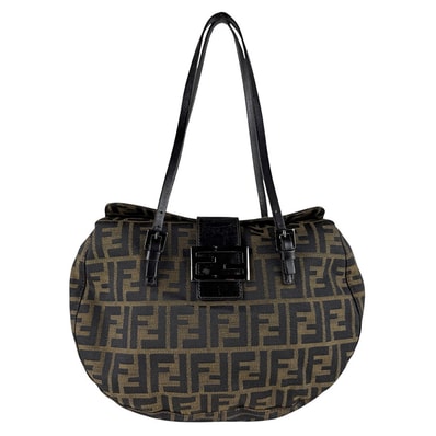 フェンディ FENDI ハンドバッグ ズッカ ナイロンキャンバス ブラウン レディース【中古】 z9770