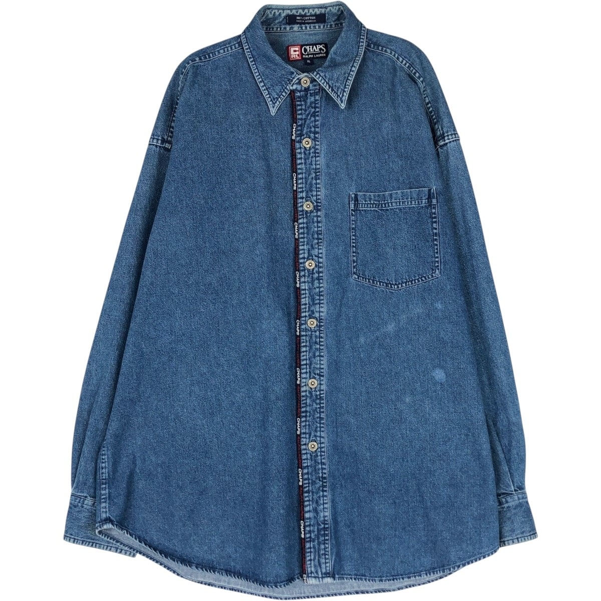 古着 90年代 ラルフローレン Ralph Lauren CHAPS チャップス 長袖 デニムシャツ メンズXL相当 ヴィンテージ/eaa663270