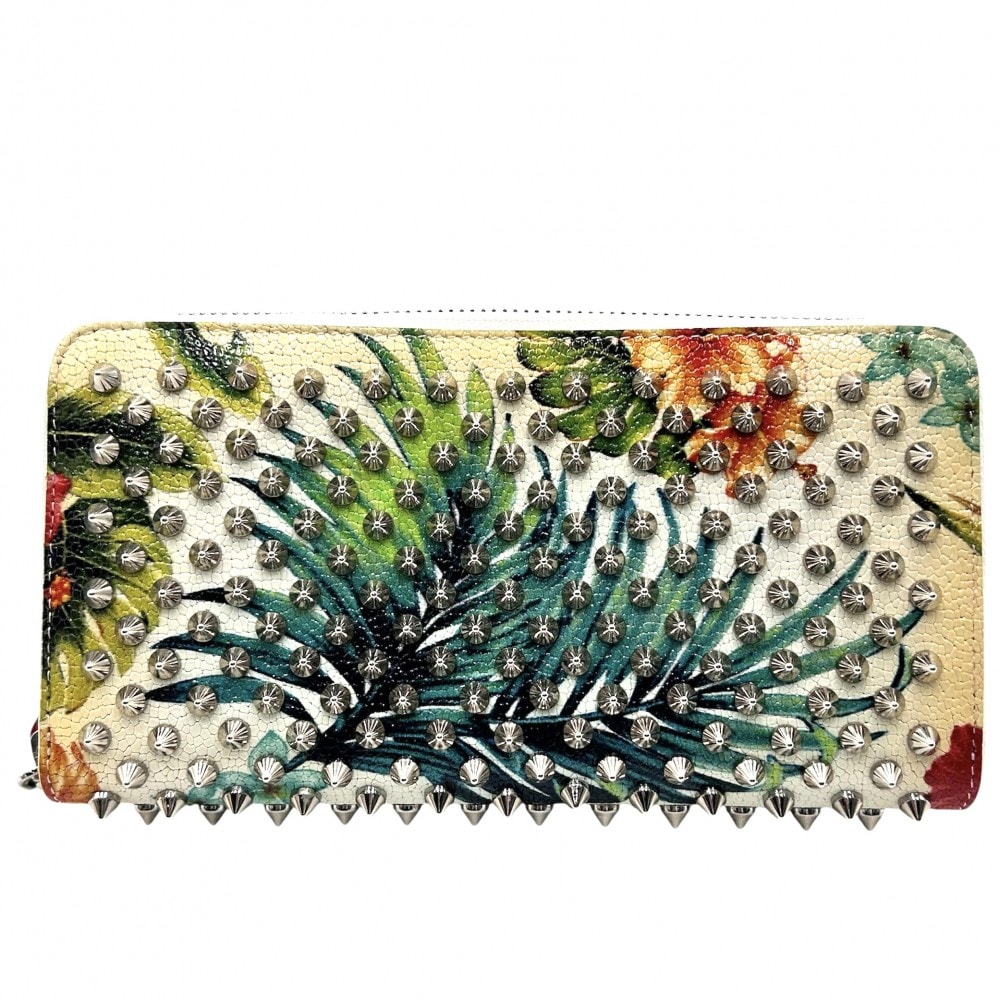Christian Louboutin クリスチャンルブタン 長財布 ハワイ パネトーネ スタッズ ロングウォレット ラウンドファスナー 1165145 レザー    マルチカラー ゴールド金具 レディース【中古品】
