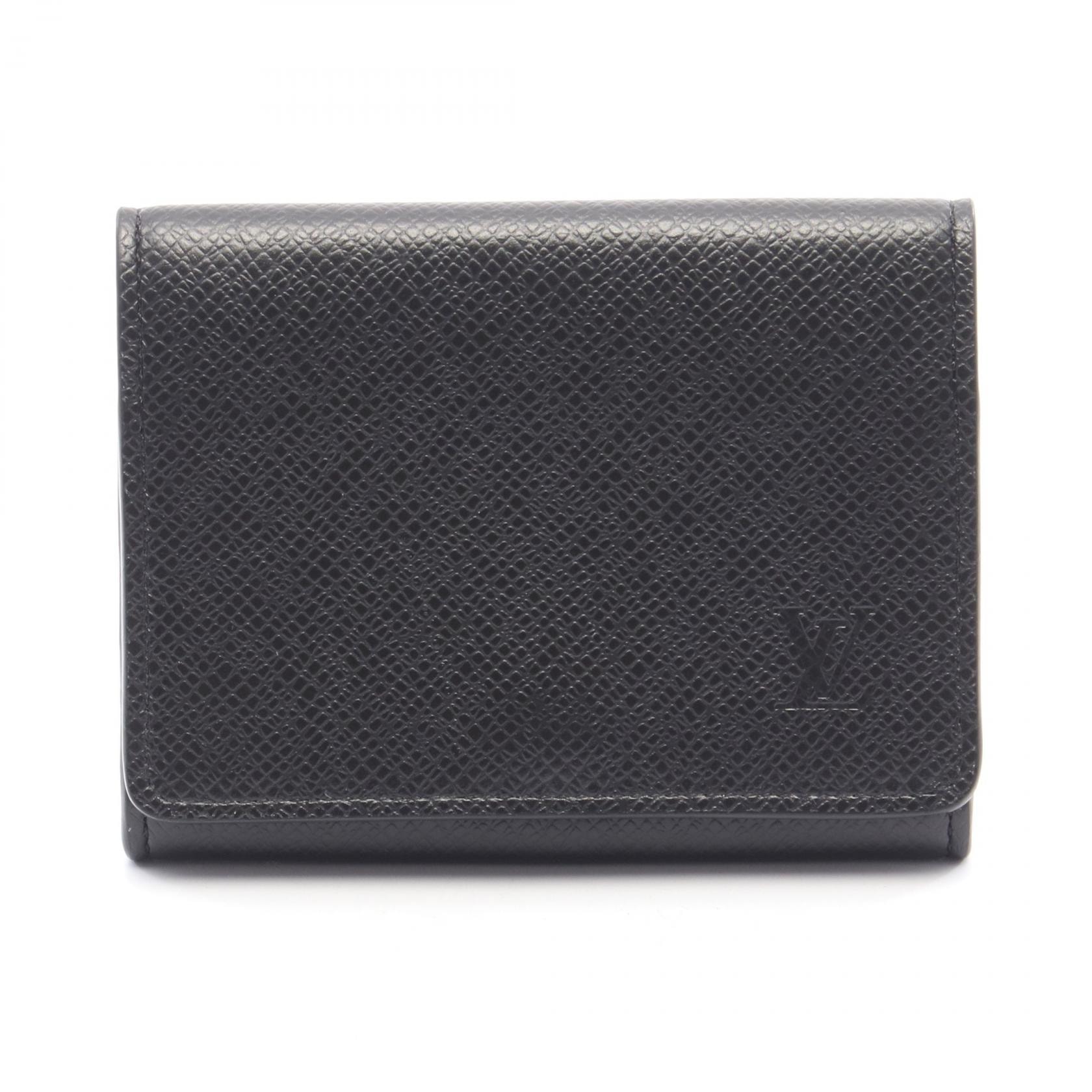 ルイ・ヴィトン LOUIS VUITTON アンヴェロップ カルト ドゥ ヴィジット NM カードケース アクセサリー レザー タイガ ノワール メンズ ブラック系 M64595 【中古】