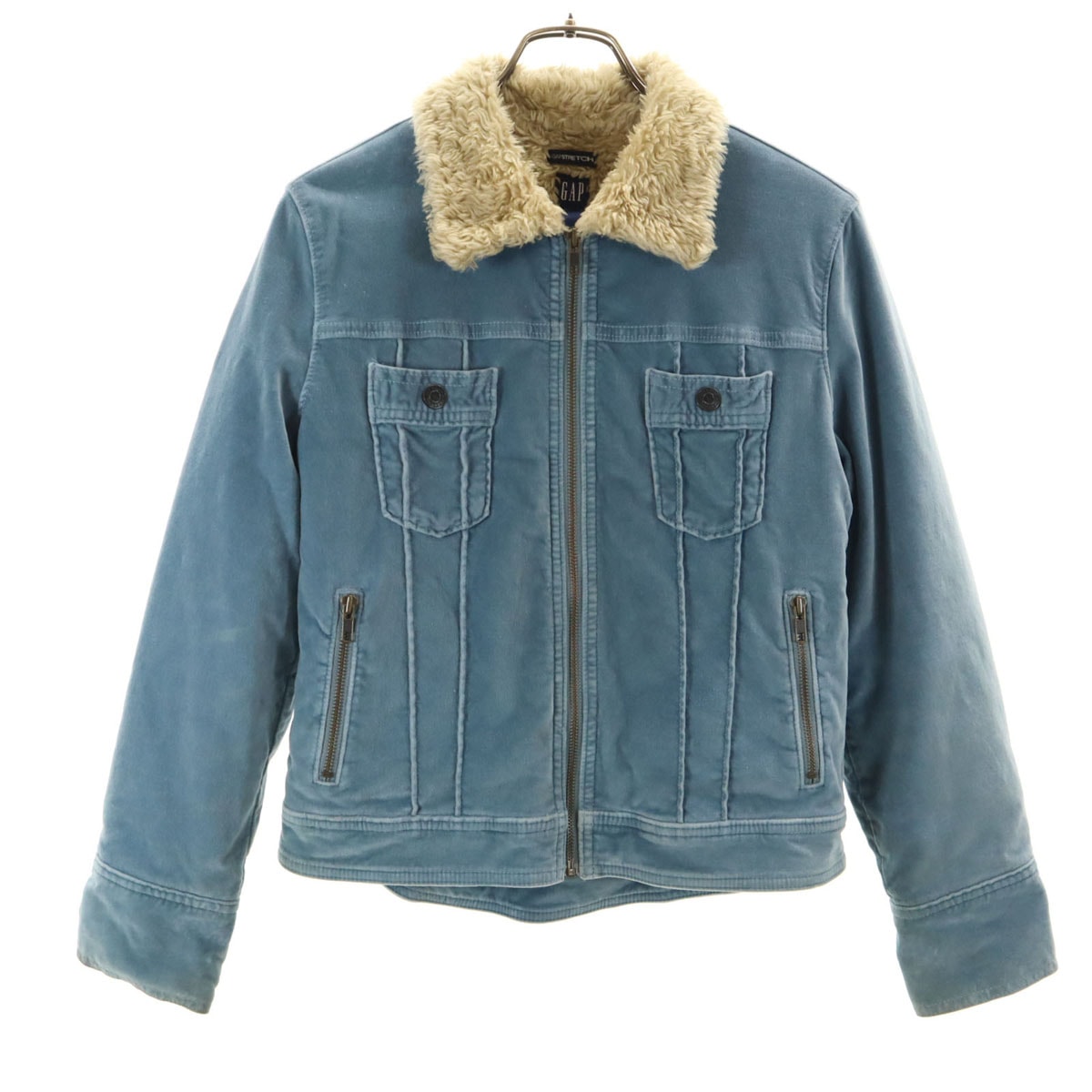 GAP ギャップ ベロア トラッカー ジャケット XS ブルー系 裏ファー