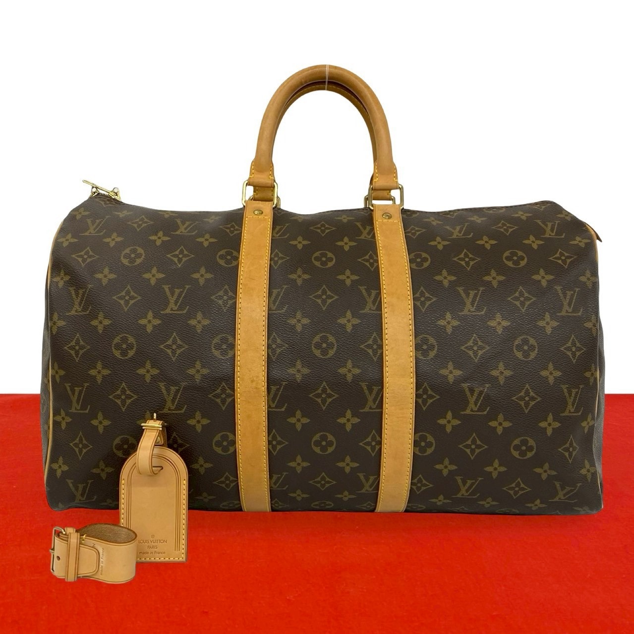 LOUIS VUITTON ルイヴィトン キーポル 45 モノグラム PVC レザー ボストンバッグ ブラウン
 297-5