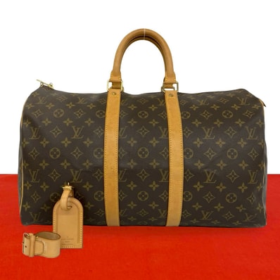 LOUIS VUITTON ルイヴィトン キーポル 45 モノグラム PVC レザー ボストンバッグ ブラウン
297-5