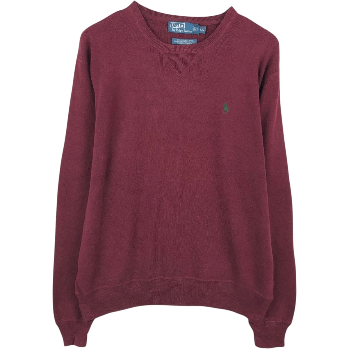 古着 ラルフローレン Ralph Lauren POLO by Ralph Lauren コットンニットセーター メンズL相当 前Vガゼット/eaa672461