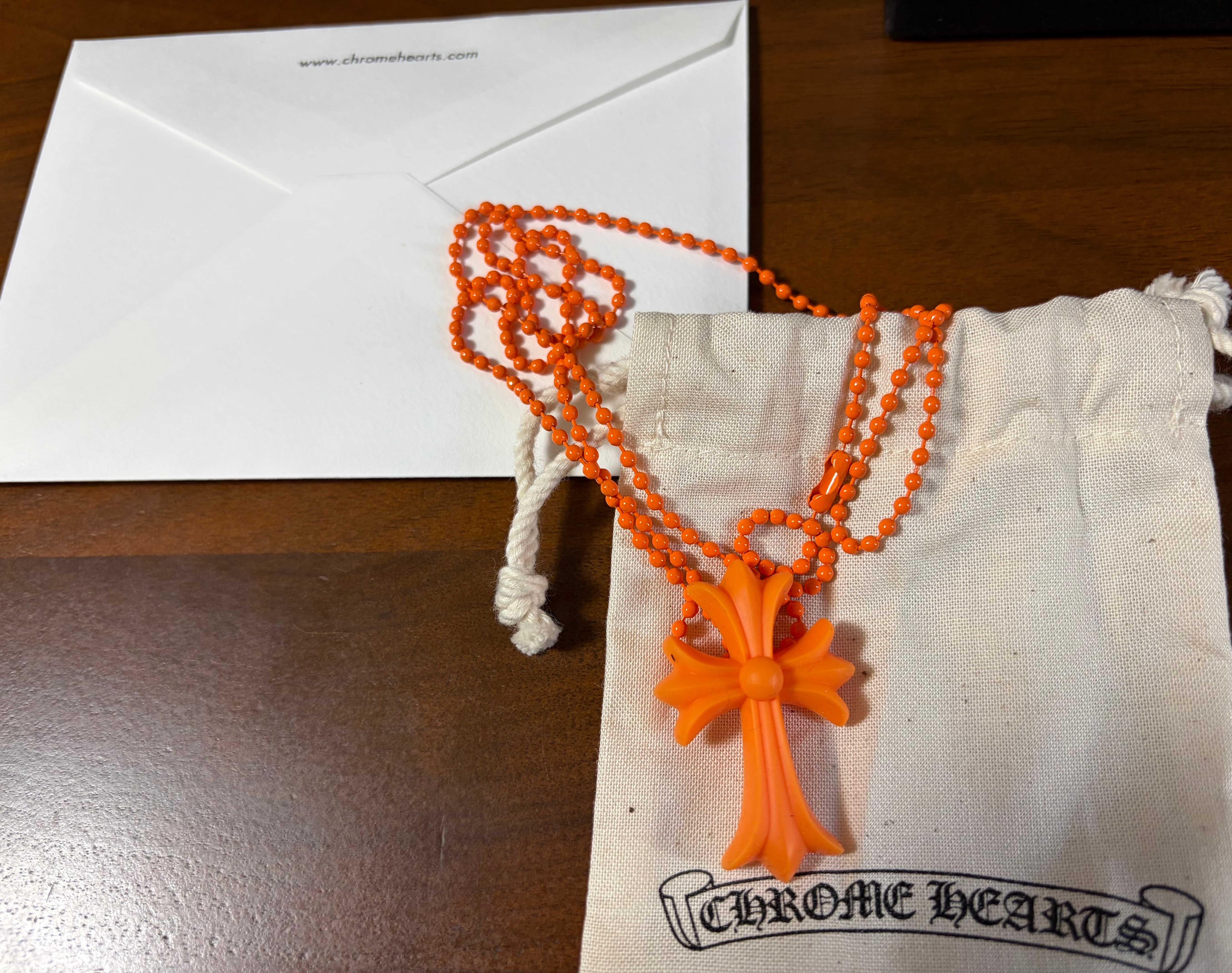 Chrome Hearts Rubber Small CH Cross Silicon Necklace "Orange"