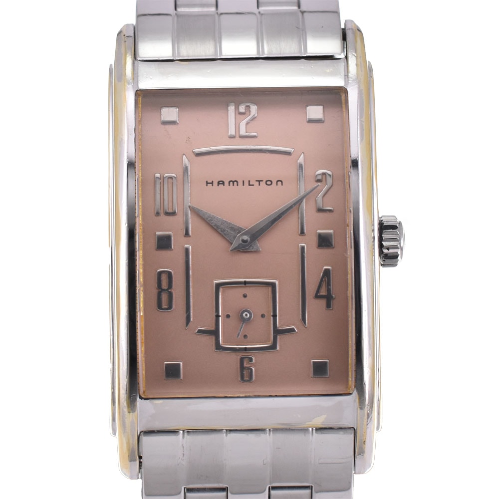 値下 ハミルトン HAMILTON 6269 アードモア ピンクベージュ クォーツ ユニセックス 良品 腕時計 □#143905