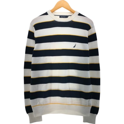 古着 00年代~ ノーティカ NAUTICA ボーダー柄 コットンニットセーター メンズM相当/eaa544606