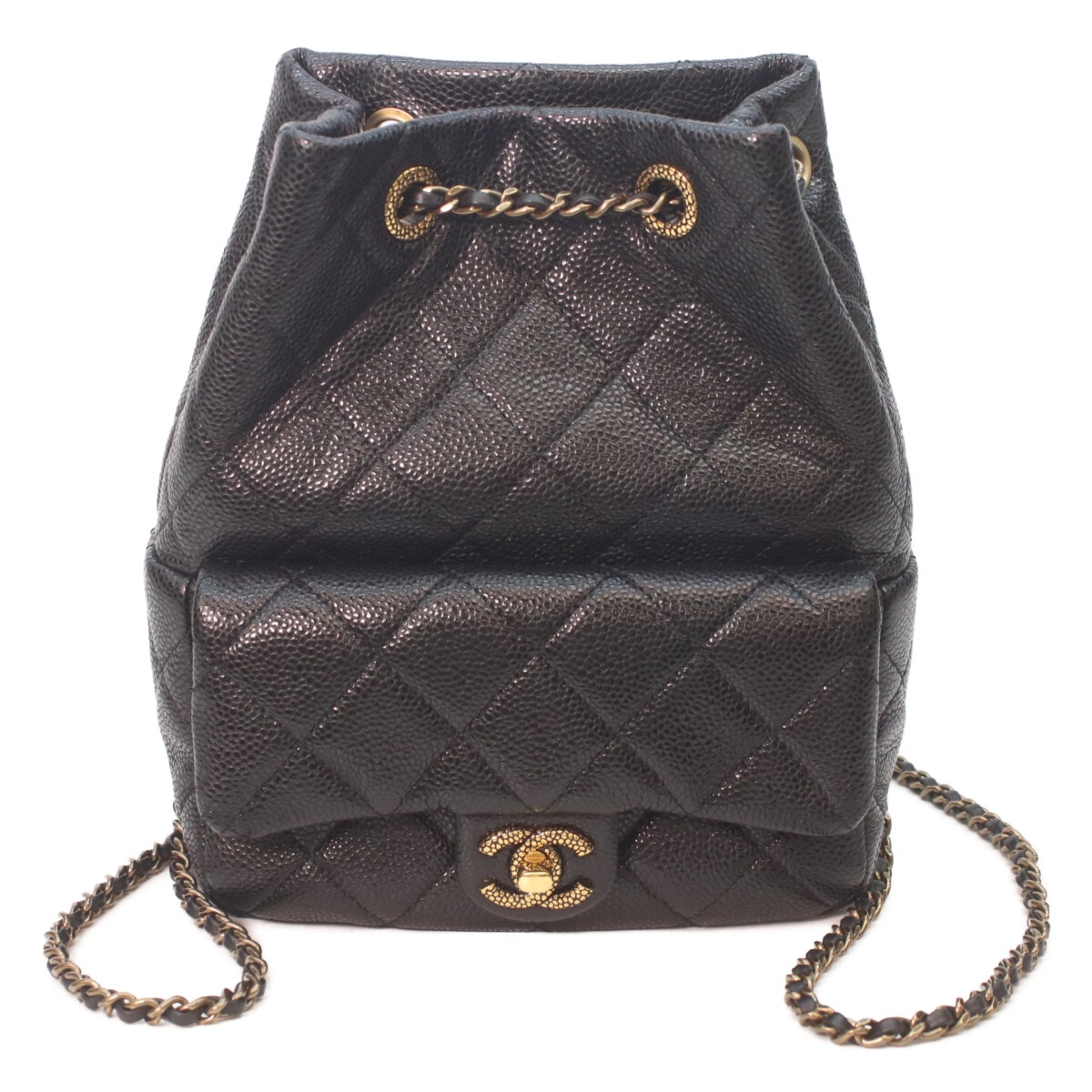 シャネル AS5100 ブラック キャビアスキン ヴィンテージゴールド金具 マトラッセ チェーンバックパック